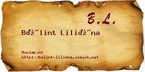 Bálint Liliána névjegykártya